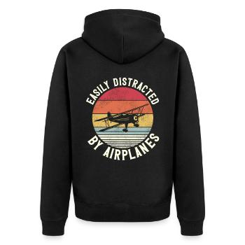 Pilote d’avion Vintage Biplane - Veste à capuche bio Premium Unisexe - noir - Dos - Nico (187cm)