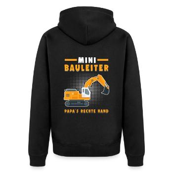 Kleiner Bauleiter Hier Bin Ich Chef - Unisex Premium Bio Zip Hoodie - Schwarz - Hinten - Nico (187cm)