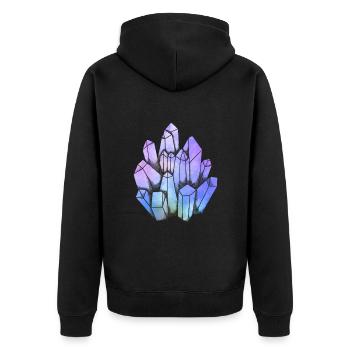 Magischer Kristall Spirituelles Mineral Edelstein - Unisex Premium Bio Zip Hoodie - Schwarz - Hinten - Nico (187cm)