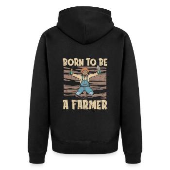 Landwirt Bauer Landwirtschaft - Unisex Premium Bio Zip Hoodie - Schwarz - Hinten - Nico (187cm)