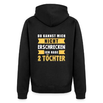 Mich Nicht Erschrecken Ich Habe 2 Töchter Papa - Unisex Premium Bio Zip Hoodie - Schwarz - Hinten - Nico (187cm)