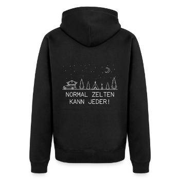 Normal Zelten Kann Jeder Dachzelten Camping Spruch - Unisex Premium Bio Zip Hoodie - Schwarz - Hinten - Nico (187cm)