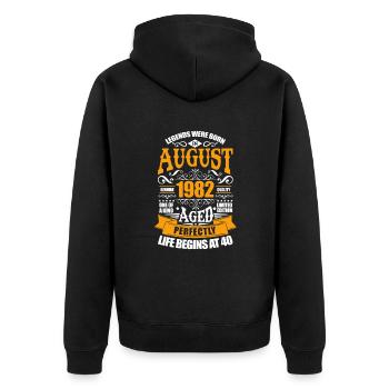 Août 1982 - Veste à capuche bio Premium Unisexe - noir - Dos - Nico (187cm)