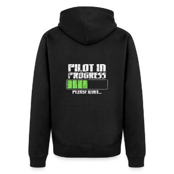 Pilot - Unisex Premium Organic Zip Hoodie - black - Back - Nico (187cm)