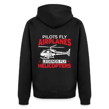 Piloten fliegen Flugzeuge Legenden fliegen Hubschrauber - Unisex Premium Bio Zip Hoodie - Schwarz - Hinten - Nico (187cm)