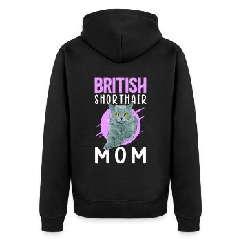 British Shorthair Mom Cadeau British Shorthair - Veste à capuche bio Premium Unisexe - noir - Dos - Nico (187cm)