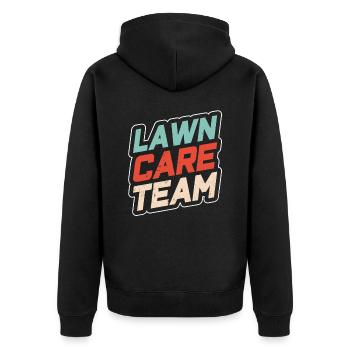 Team Rasenpflege Rasenmäher Rasen Rasenmähen - Unisex Premium Bio Zip Hoodie - Schwarz - Hinten - Nico (187cm)