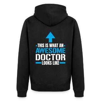 So sieht ein toller Arzt aus Medizin - Unisex Premium Bio Zip Hoodie - Schwarz - Hinten - Nico (187cm)