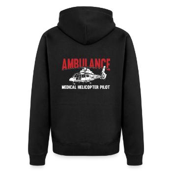 Helikopter Hubschrauber Pilot Heli - Unisex Premium Bio Zip Hoodie - Schwarz - Hinten - Nico (187cm)
