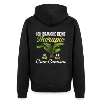 Gran Canaria keine Therapie Kanaren - Unisex Premium Bio Zip Hoodie - Schwarz - Hinten - Nico (187cm)