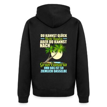Gran Canaria Sehnsucht Kanaren Spanien - Unisex Premium Bio Zip Hoodie - Schwarz - Hinten - Nico (187cm)