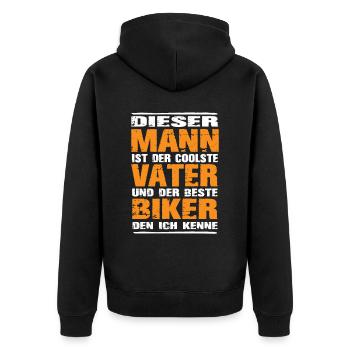 Biker - Unisex Premium Bio Zip Hoodie - Schwarz - Hinten - Nico (187cm)
