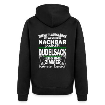 Dudelsack - Dudelsackspieler - Bagpiper - Unisex Premium Bio Zip Hoodie - Schwarz - Hinten - Nico (187cm)