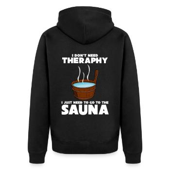 Sauna Saunist Saunisten Spruch Saunieren - Unisex Premium Bio Zip Hoodie - Schwarz - Hinten - Nico (187cm)