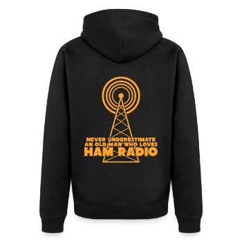 Amateurfunker Amateurfunk Funkgerät - Unisex Premium Bio Zip Hoodie - Schwarz - Hinten - Nico (187cm)
