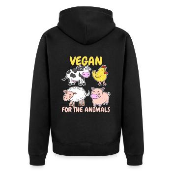 Végétalien pour les animaux Végétaliens - Veste à capuche bio Premium Unisexe - noir - Dos - Nico (187cm)