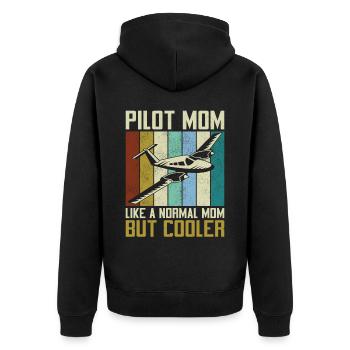Airplane Pilot Mom Mother Vintage - Unisex Premium Bio Zip Hoodie - Schwarz - Hinten - Nico (187cm)
