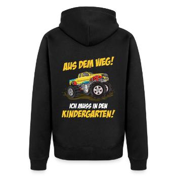 Kindergarten Jungen Monstertruck - Unisex Premium Bio Zip Hoodie - Schwarz - Hinten - Nico (187cm)