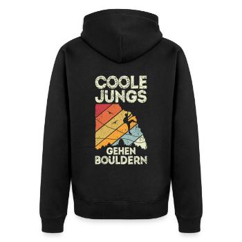Coole Jungs gehen Bouldern - Klettern Kinder Junge - Unisex Premium Bio Zip Hoodie - Schwarz - Hinten - Nico (187cm)