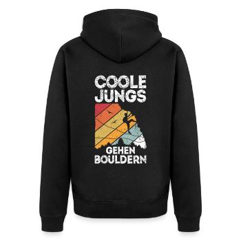 Coole Jungs gehen Bouldern - Klettern Geschenk Jun - Unisex Premium Bio Zip Hoodie - Schwarz - Hinten - Nico (187cm)