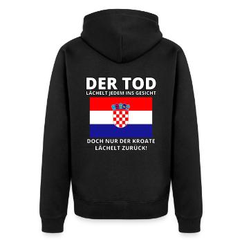 Balkan Hrvatska Apc Balkan Jebiga Hrvatska Kroate - Unisex Premium Bio Zip Hoodie - Schwarz - Hinten - Nico (187cm)