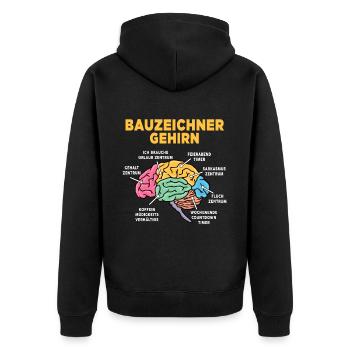 Bauzeichner - Unisex Premium Bio Zip Hoodie - Schwarz - Hinten - Nico (187cm)