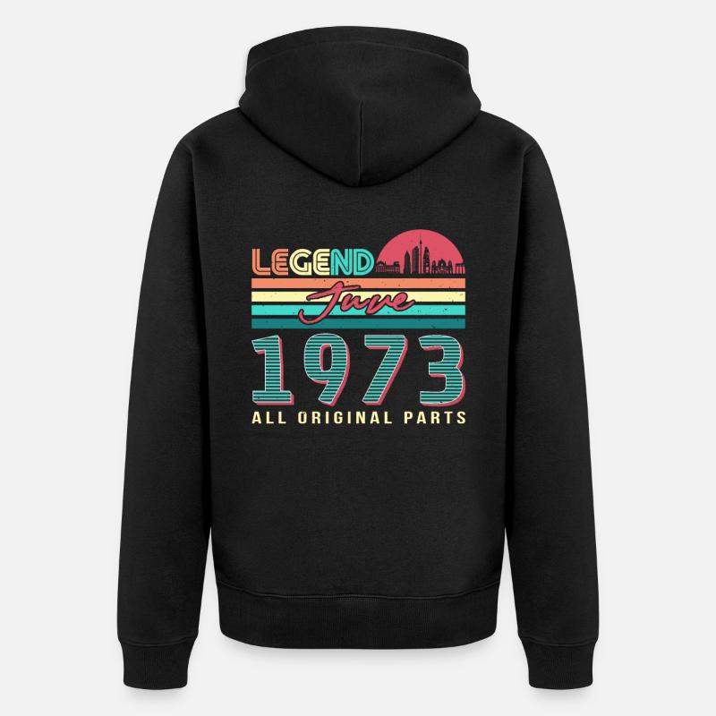 Geschenk 1973 Juni - Unisex Premium Bio Zip Hoodie - Schwarz