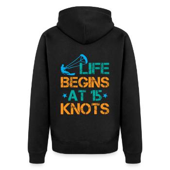 La vie commence à 15 nœuds - Kitesurf - Veste à capuche bio Premium Unisexe - noir - Dos - Nico (187cm)