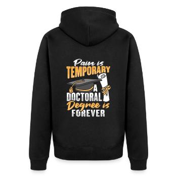 PHD-Abschluss-Design für einen PHD-Studenten - Unisex Premium Bio Zip Hoodie - Schwarz - Hinten - Nico (187cm)