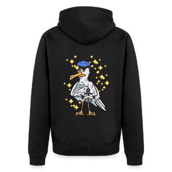 Seagull Sailor Sailor Maritim Anchor Ahoi Capitaine - Veste à capuche bio Premium Unisexe - noir - Dos - Nico (187cm)