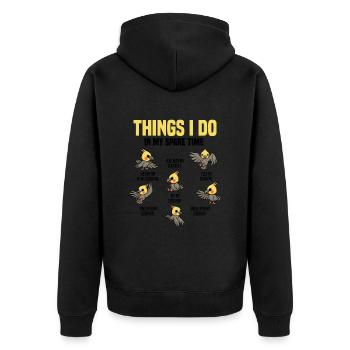 Nymphensittich - Unisex Premium Bio Zip Hoodie - Schwarz - Hinten - Nico (187cm)