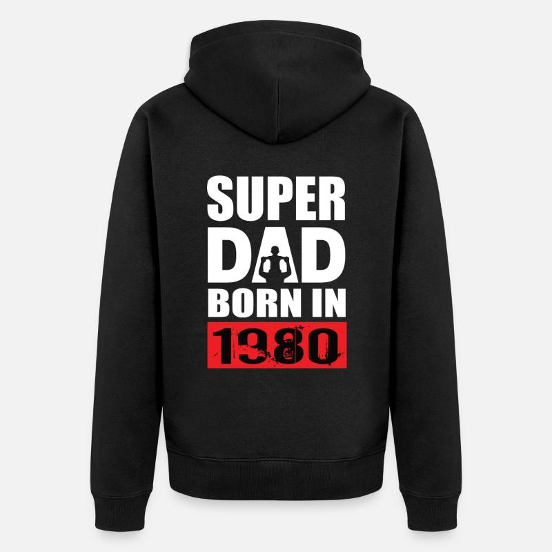 Anniversaire de papa 1980 - Veste à capuche bio Premium Unisexe - noir