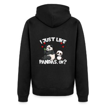 Pandas Ich Mag Halt einfach Pandas Ok - Unisex Premium Bio Zip Hoodie - Schwarz - Hinten - Nico (187cm)