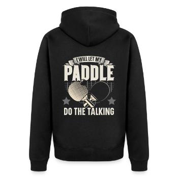 Je laisse parler ma raquette tennis de table - Veste à capuche bio Premium Unisexe - noir - Dos - Nico (187cm)