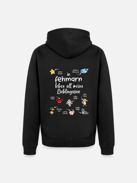 Meine Lieblingstiere in Fehmarn - Unisex Premium Bio Zip Hoodie - Schwarz