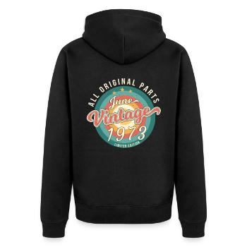 Juni 1973 Limitiert - Unisex Premium Bio Zip Hoodie - Schwarz - Hinten - Nico (187cm)