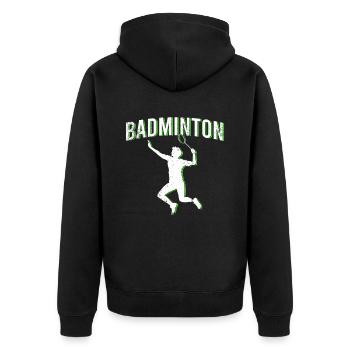 Badminton - Unisex Premium Bio Zip Hoodie - Schwarz - Hinten - Nico (187cm)
