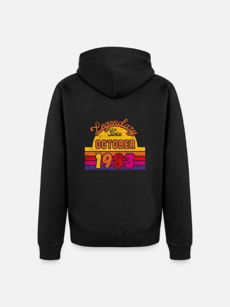 Octobre 1983 - Anniversaire en octobre - Veste à capuche bio Premium Unisexe - noir
