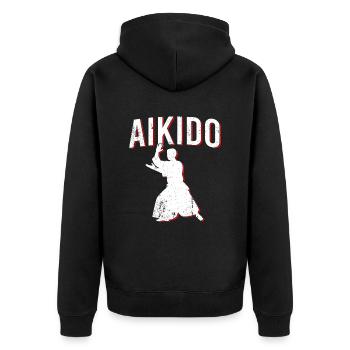 Aikido - Unisex Premium Organic Zip Hoodie - black - Back - Nico (187cm)