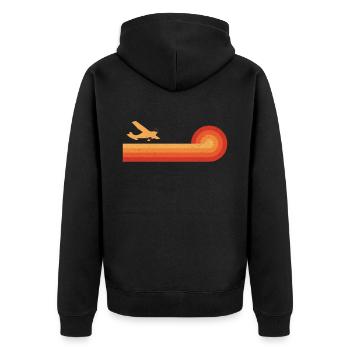 Airplane Pilot Vintage Retro - Unisex Premium Organic Zip Hoodie - black - Back - Nico (187cm)