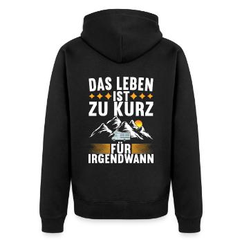 Camping Wohnmobil - Unisex Premium Bio Zip Hoodie - Schwarz - Hinten - Nico (187cm)