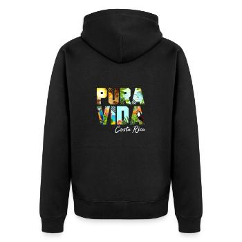 Costa Rica - Unisex Premium Bio Zip Hoodie - Schwarz - Hinten - Nico (187cm)