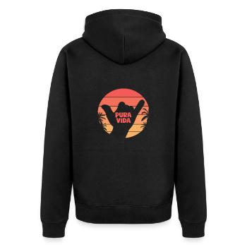 Costa Rica - Unisex Premium Bio Zip Hoodie - Schwarz - Hinten - Nico (187cm)
