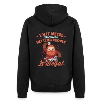 J’ai frappé Metal Drôle de forgeron Citation - Veste à capuche bio Premium Unisexe - noir - Dos - Nico (187cm)
