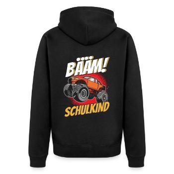 Monster Truck Schulbeginn Schulanfänger Schulkind - Unisex Premium Bio Zip Hoodie - Schwarz - Hinten - Nico (187cm)