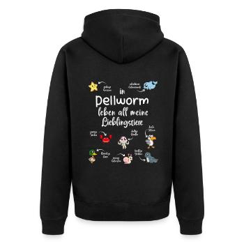 Meine Lieblingstiere in Pellworm - Unisex Premium Bio Zip Hoodie - Schwarz - Hinten - Nico (187cm)