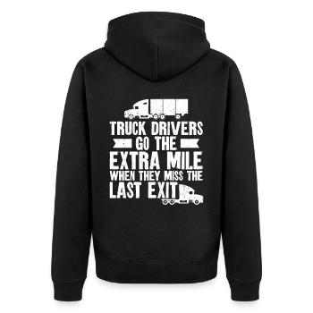 Trucker Truck Driver Vintage Truck - Unisex Premium Bio Zip Hoodie - Schwarz - Hinten - Nico (187cm)
