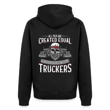 Trucker Truck Driver Vintage All - Unisex Premium Bio Zip Hoodie - Schwarz - Hinten - Nico (187cm)