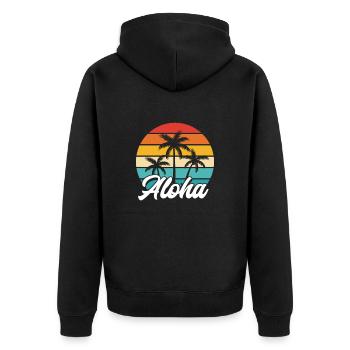 Hawaii - Unisex Premium Bio Zip Hoodie - Schwarz - Hinten - Nico (187cm)
