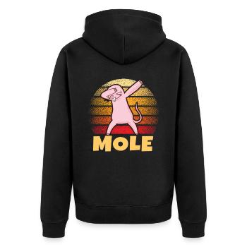 Dabbing Naked Mole Rat Geschenk - Unisex Premium Bio Zip Hoodie - Schwarz - Hinten - Nico (187cm)